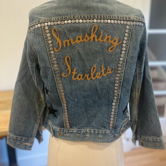 MARC JACOBS RARE Indigo Denim Studded Smashing Starlets Cropped Jacket  Size XS - Picture 10 of 10